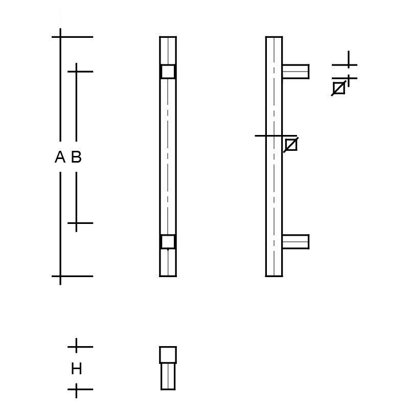Deurgreep 40 x 40 mm recht ES 4040.17.0 s