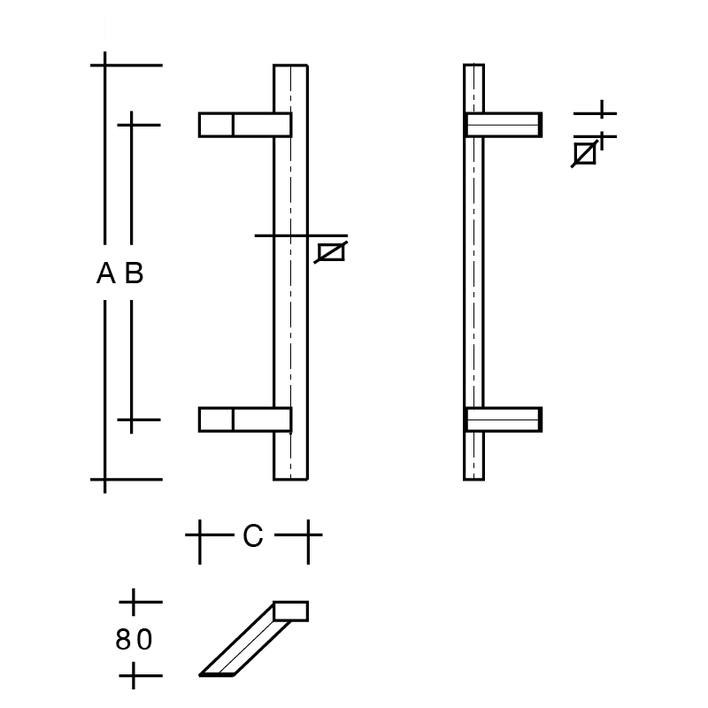 RVS Deurgreep rechthoekig