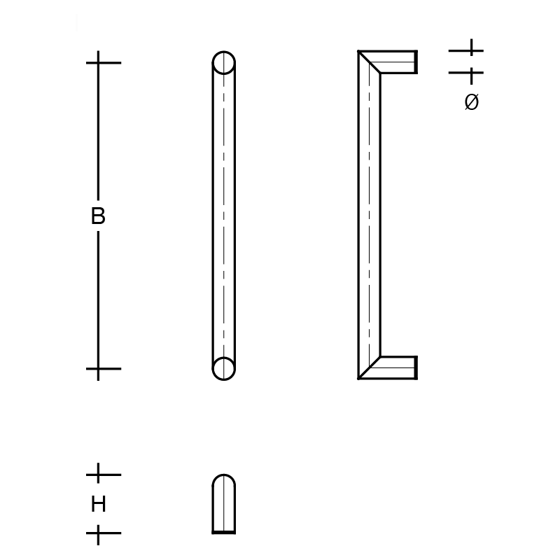 Deurgreep Ø 40 u-model haaks ES 40.ug