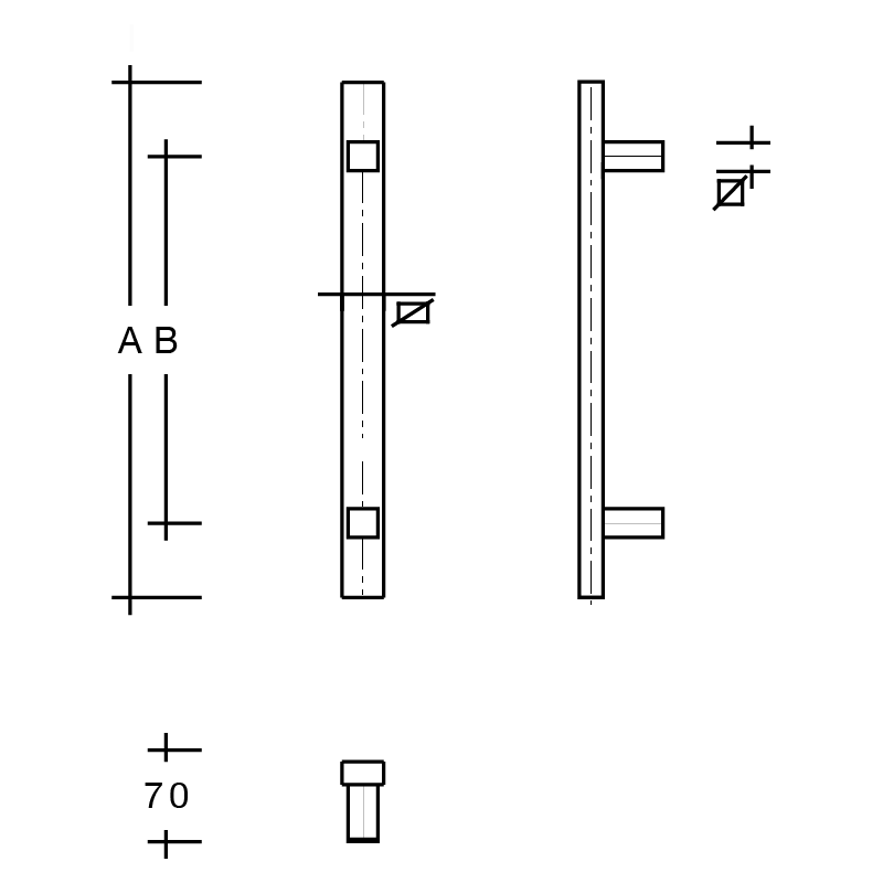 Deurgreep 40 x 20 mm recht ES 4020.17