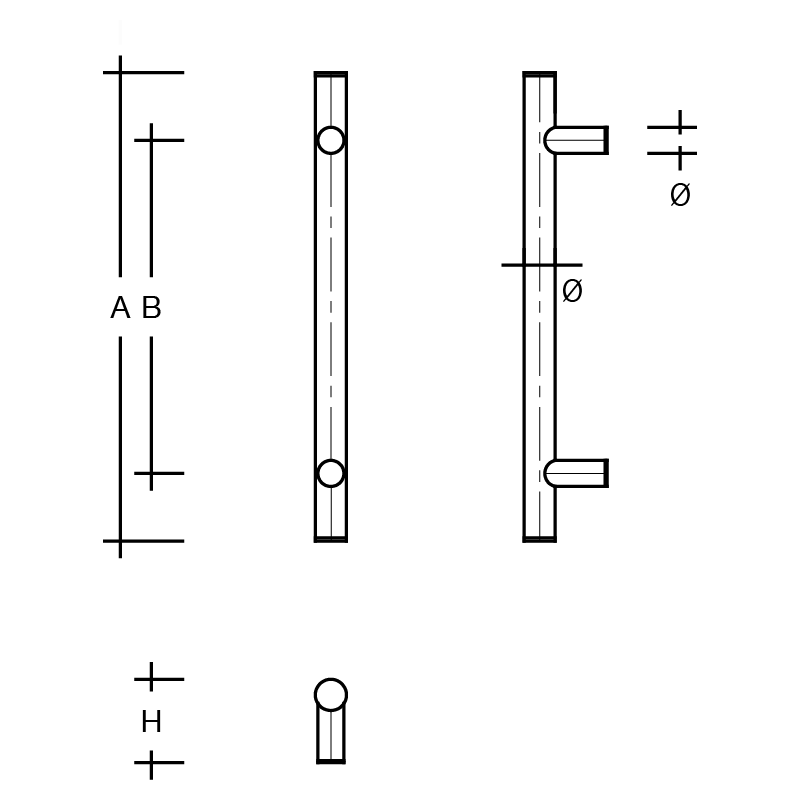 Deurgreep recht Ø 35 mm ES 35.1.0s