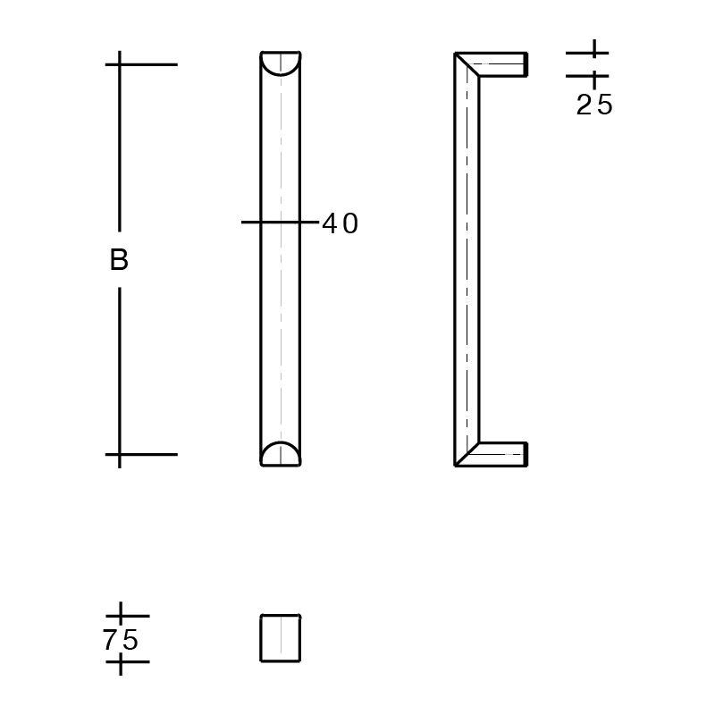 Deurgreep halfrond u-vorm ES 4025.ug
