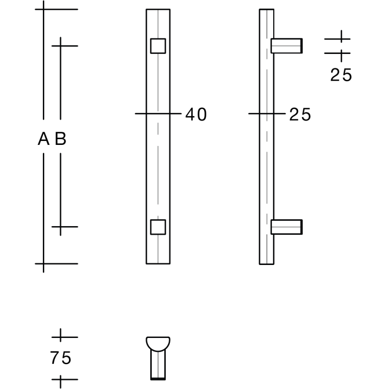 Deurgreep halfrond recht ES 4025.17