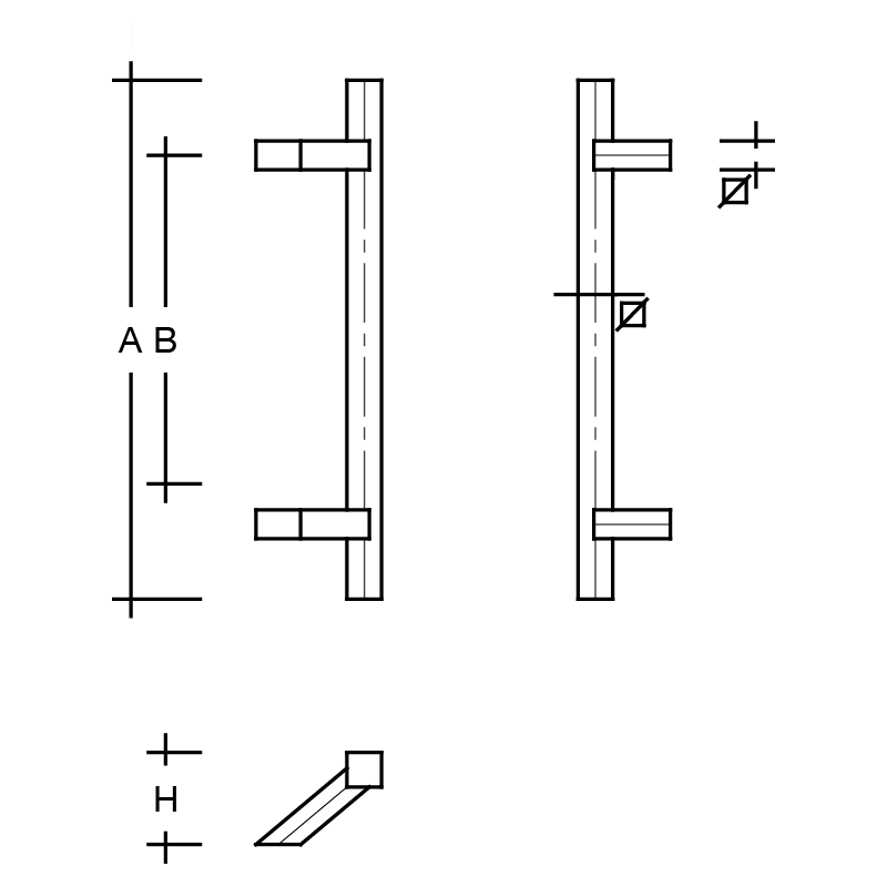 Deurgreep vierkant 30 mm schuinwijzend ES 3030.16